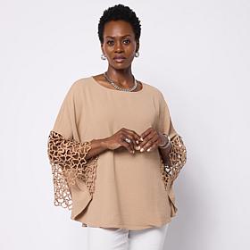 Nina Leonard Round Neck Dolman Sleeve Top