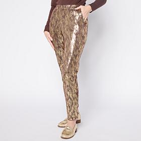 Nina Leonard Scuba Knit Narrow Leg Trouser Printed Pant