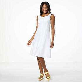 Nina Leonard Sleeveless A-line Denim Twill Dress