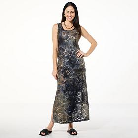 Nina Leonard Sleeveless Burnout Tie Dye Maxi Dress
