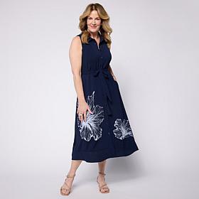 Nina Leonard Sleeveless Collared Button-Front Dress