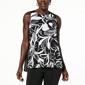 Nina Leonard Sleeveless Pleated-Back Top