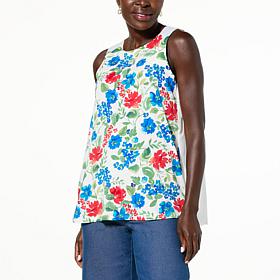 Nina Leonard Sleeveless Pleated-Back Top