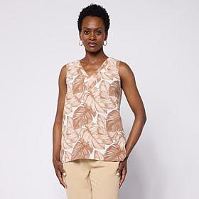Nina Leonard Sleeveless V-Neck Printed Float Top