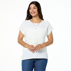 Nina Leonard Textured Wave Boatneck Top