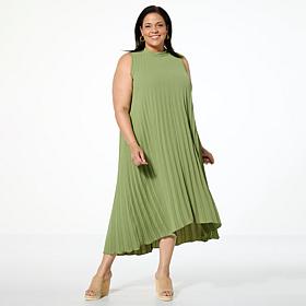 Nina Leonard Textured Wave Hi-Low Midi Dress