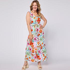 Nina Leonard Tiered V-Neck Dress