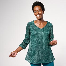 Nina Leonard V-Neck 3/4-Sleeve Knit Top