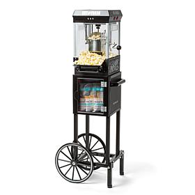 Nostalgia 2.5 oz. Popcorn Cart with 5 qt. Popcorn Bowl in Black