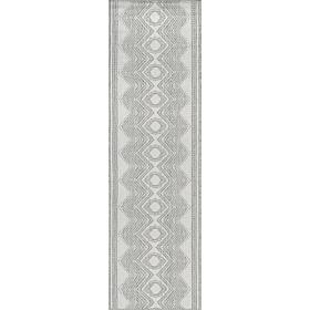 nuLOOM Ranya Tribal Indoor/Outdoor Area Rug 2' x 8' Light Gray
