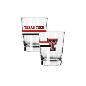 Official College Big Stripes 15 oz Double Old Fashion 2pk - Texas Tech