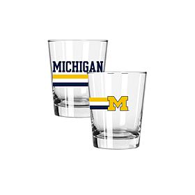Official College Big Stripes 15 oz. Double Old Fashion 2pk - Michigan