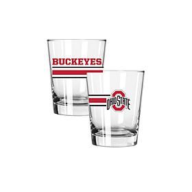 Official College Big Stripes 15oz Double Old Fashion 2pk - Ohio State
