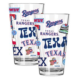 Official MLB 16 oz. Loco Design Pint Glass 2-Pack - Texas Rangers