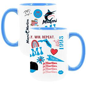 Official MLB 2-Pack 15oz Inner Color Mugs Marlins