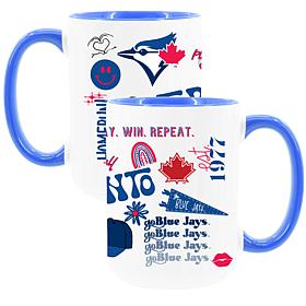 Official MLB 2-Pack 15oz Inner Color Stainless Steel Mugs Blue Jays