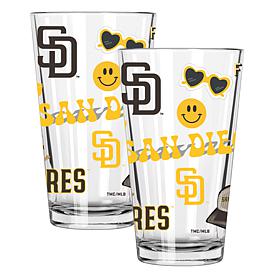 Official MLB 2-Pack 16oz Stainless Steel Pint Glasses Padre