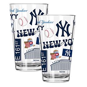 Official MLB 2-Pack 16oz Stainless Steel Pint Glasses Yankees