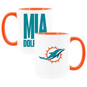 Official NFL TRI Team Code 15 oz. Mug 2-pack - Miami Dolphins