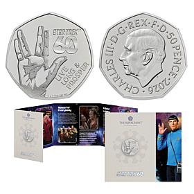 Official Royal Mint 60 Years of Star Trek: Live Long and Prosper Br...