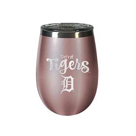 Officially Licensed MLB 12 oz. Rose Gold Wine Tumbler - Detroit Tigers