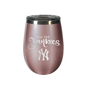 Officially Licensed MLB 12 oz. Rose Gold Wine Tumbler-New York Yankees