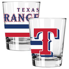 Officially Licensed MLB 15 oz. Old Fashioned Glass 2-pack - Rangers