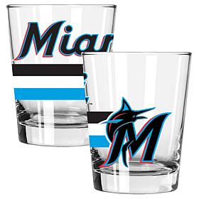 Officially Licensed MLB 15 oz. Old Fashioned Glass 2-pack - Marlins