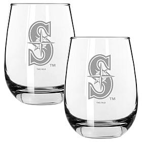 Officially Licensed MLB 16 oz. Stemless Wine Glass 2-pack - Mariners 