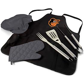 Officially Licensed MLB BBQ Apron Tote Grill Set - Baltimore Orioles