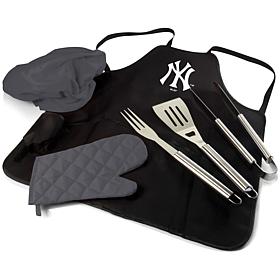 Officially Licensed MLB BBQ Apron Tote Grill Set - New York Yankees 