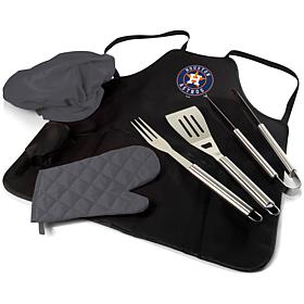 Officially Licensed MLB BBQ Apron Tote Pro Grill Set- Houston Astros 
