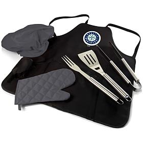 Officially Licensed MLB BBQ Apron Tote Pro Grill Set -Seattle Marin...