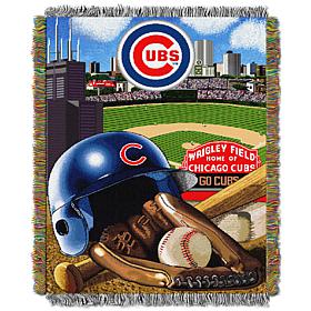 Officially Licensed MLB Cubs Home Field Advantage Woven Tapestry Throw