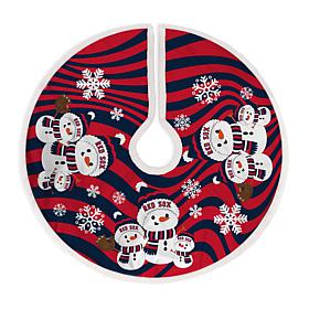 Officially Licensed MLB Snowman Christmas Tree Skirt - Boston Red Sox 