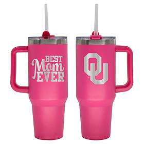 Officially-Licensed NCAA  40oz Best Mom Ever Pink Tumbler, Oklahoma