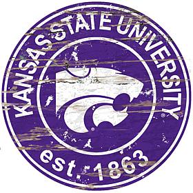 Officially Licensed NCAA  Distressed Round Sign - Kansas State