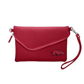 Officially Licensed NCAA Fold Over Crossbody Purse-Arkansas Razorbacks