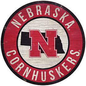 Officially Licensed NCAA Nebraska 12" Wood Circle
