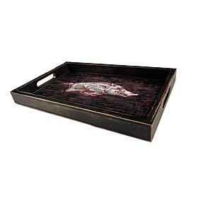 Officially Licensed NCAA University of Arkansas Distressed Wood Tray