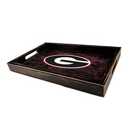 Officially Licensed NCAA University of Georgia Distressed Wood Tray  