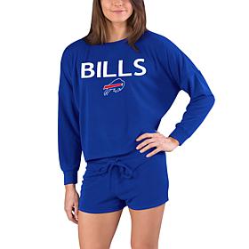 Officially Licensed NFL Bills Ladies Long Sleeve Top and Short Set