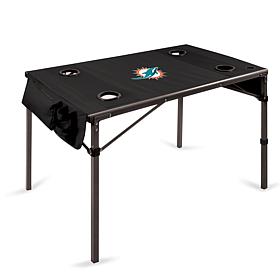 Officially Licensed NFL Black Portable Folding Travel Table - Dolphins