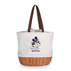Officially Licensed NFL Canvas and Willow Basket Tote - Mickey Vikings