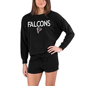 Officially Licensed NFL Falcons Ladies Long Sleeve Top and Short Set
