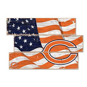 Officially Licensed NFL Flag 3 Plank Wall Sign - Chicago Bears