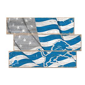 Officially Licensed NFL Flag 3 Plank Wall Sign - Detroit Lions