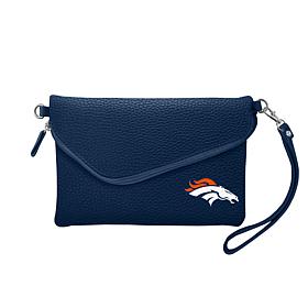 Officially Licensed NFL Pebble Fold Over Crossbody Purse - Broncos 