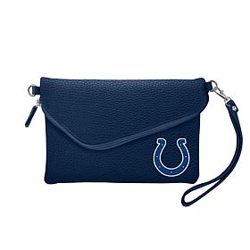 Officially Licensed NFL Pebble Fold Over Crossbody Purse - Colts 