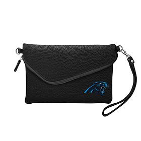 Officially Licensed NFL Pebble Fold Over Crossbody Purse - Panthers 